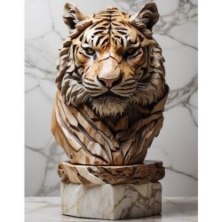 0865-ki-bild-feser-tiger-kopf-holz-auf-marmor