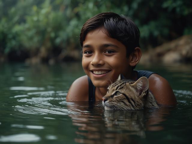 Raj mit katze im wasser 2